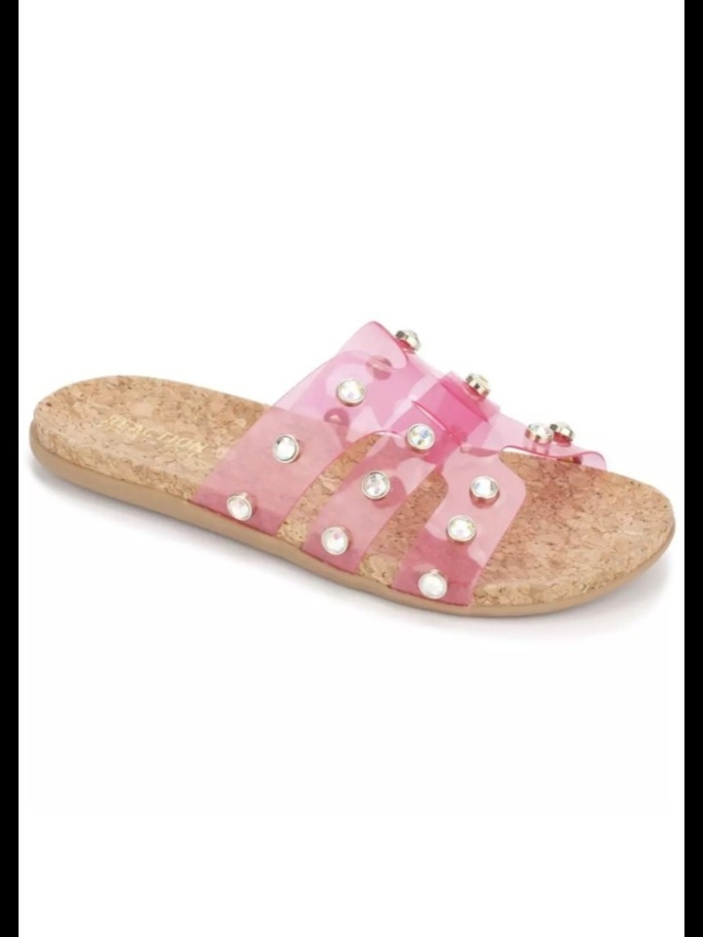 Kenneth Cole Reaction Pink Jeweled Cork Slide